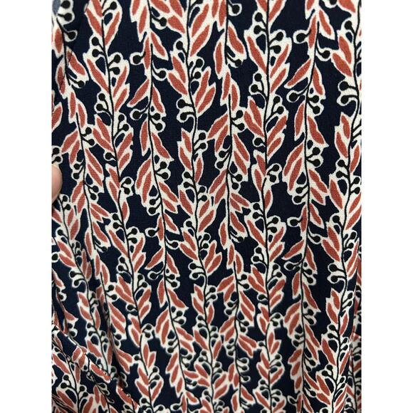 Loft Faux Wrap Tie Brown and Blue Floral Dress Women’s Size XL - Picture 2 of 3